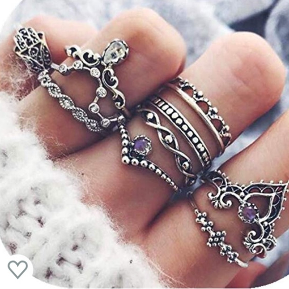 10-Piece Crown Ring Set NEW